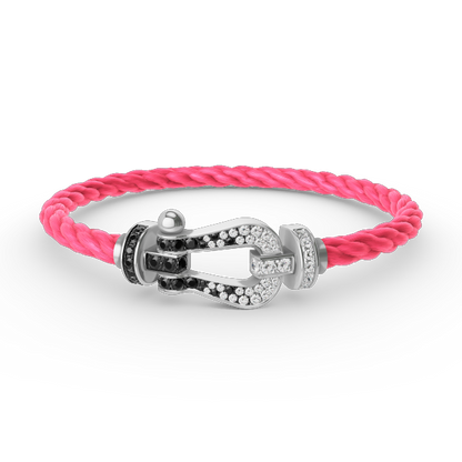 [Avelora]FORCE LARGE HORSESHOE BLACK & WHITE DIAMOND BRACELET - WHITE GOLD