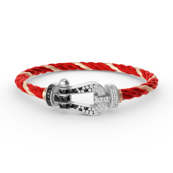 [Avelora]FORCE LARGE HORSESHOE BLACK & WHITE DIAMOND BRACELET - WHITE GOLD
