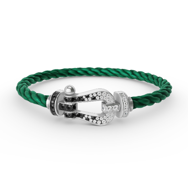 [Avelora Jewelry ]FORCE LARGE HORSESHOE BLACK WHITE DIAMOND BRACELET SILVER