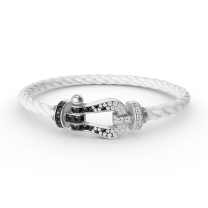[Avelora]FORCE LARGE HORSESHOE BLACK & WHITE DIAMOND BRACELET - WHITE GOLD