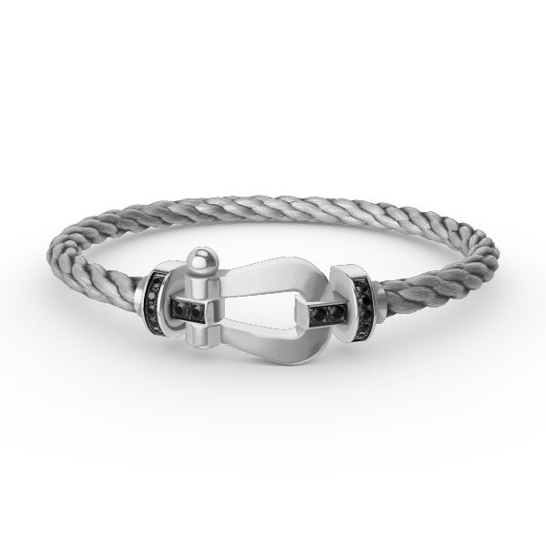 [Avelora]FORCE LARGE HORSESHOE BLACK DIAMOND BRACELET - WHITE GOLD