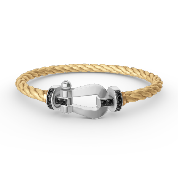 [Avelora]FORCE LARGE HORSESHOE BLACK DIAMOND BRACELET - WHITE GOLD
