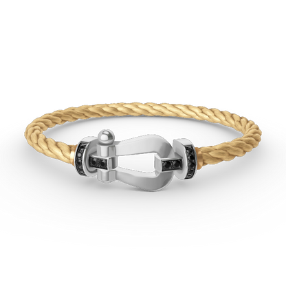 [Avelora]FORCE LARGE HORSESHOE BLACK DIAMOND BRACELET - WHITE GOLD