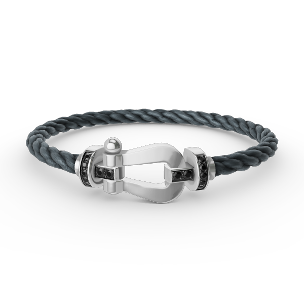 [Avelora]FORCE LARGE HORSESHOE BLACK DIAMOND BRACELET - WHITE GOLD