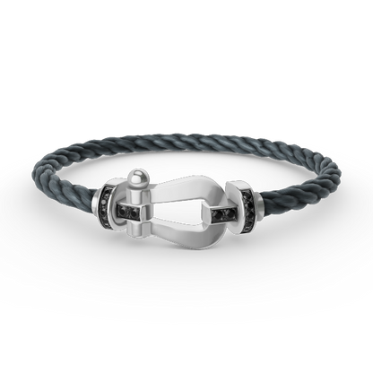 [Avelora]FORCE LARGE HORSESHOE BLACK DIAMOND BRACELET - WHITE GOLD