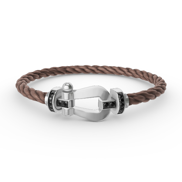 [Avelora]FORCE LARGE HORSESHOE BLACK DIAMOND BRACELET - WHITE GOLD