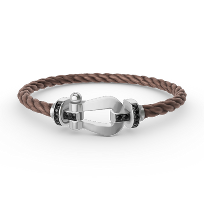 [Avelora]FORCE LARGE HORSESHOE BLACK DIAMOND BRACELET - WHITE GOLD