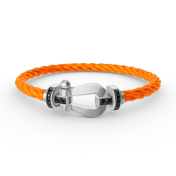 [Avelora]FORCE LARGE HORSESHOE BLACK DIAMOND BRACELET - WHITE GOLD