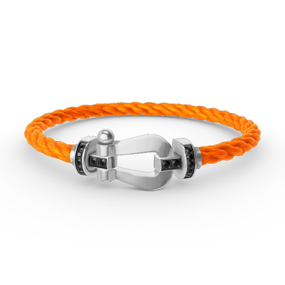 [Avelora]FORCE LARGE HORSESHOE BLACK DIAMOND BRACELET - WHITE GOLD