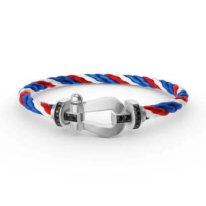 [Avelora]FORCE LARGE HORSESHOE BLACK DIAMOND BRACELET - WHITE GOLD