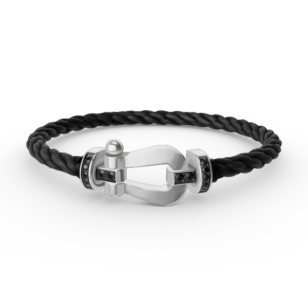 [Avelora Jewelry ]FORCE LARGE HORSESHOE BLACK DIAMOND BRACELET SILVER