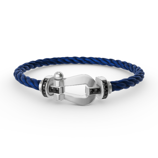 [Avelora]FORCE LARGE HORSESHOE BLACK DIAMOND BRACELET - WHITE GOLD