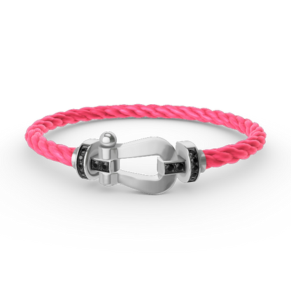 [Avelora]FORCE LARGE HORSESHOE BLACK DIAMOND BRACELET - WHITE GOLD