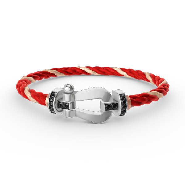 [Avelora Jewelry ]FORCE LARGE HORSESHOE BLACK DIAMOND BRACELET SILVER