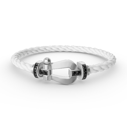 [Avelora]FORCE LARGE HORSESHOE BLACK DIAMOND BRACELET - WHITE GOLD