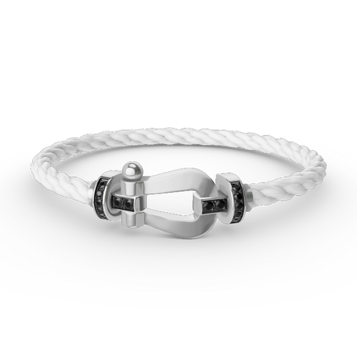 [Avelora]FORCE LARGE HORSESHOE BLACK DIAMOND BRACELET - WHITE GOLD