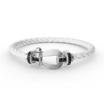 [Avelora Jewelry ]FORCE LARGE HORSESHOE BLACK DIAMOND BRACELET SILVER