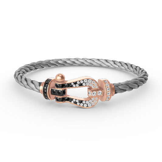 [Avelora]FORCE LARGE HORSESHOE BLACK & WHITE DIAMOND BRACELET - ROSE GOLD