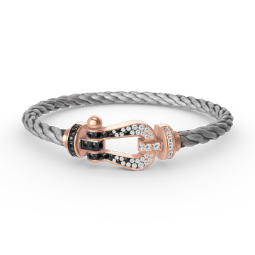 [Avelora Jewelry ]FORCE LARGE HORSESHOE BLACK WHITE DIAMOND BRACELET ROSE GOLD