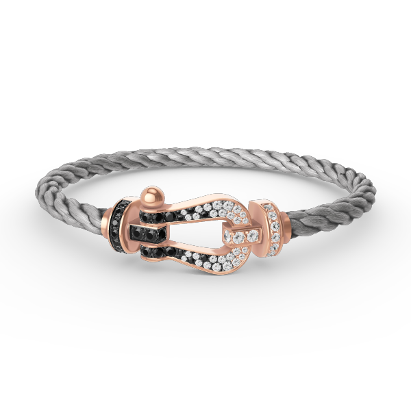 [Avelora Jewelry ]FORCE LARGE HORSESHOE BLACK WHITE DIAMOND BRACELET ROSE GOLD