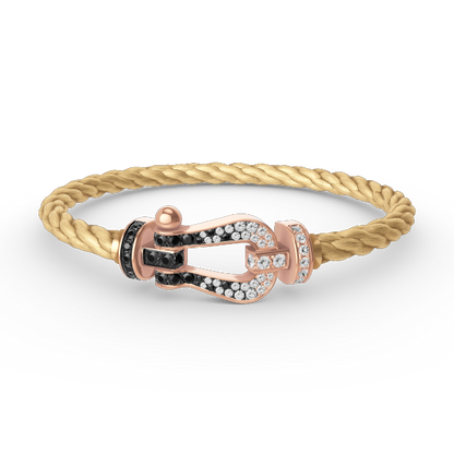 [Avelora]FORCE LARGE HORSESHOE BLACK & WHITE DIAMOND BRACELET - ROSE GOLD