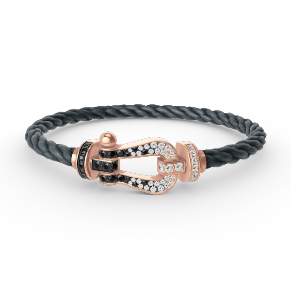 [Avelora]FORCE LARGE HORSESHOE BLACK & WHITE DIAMOND BRACELET - ROSE GOLD
