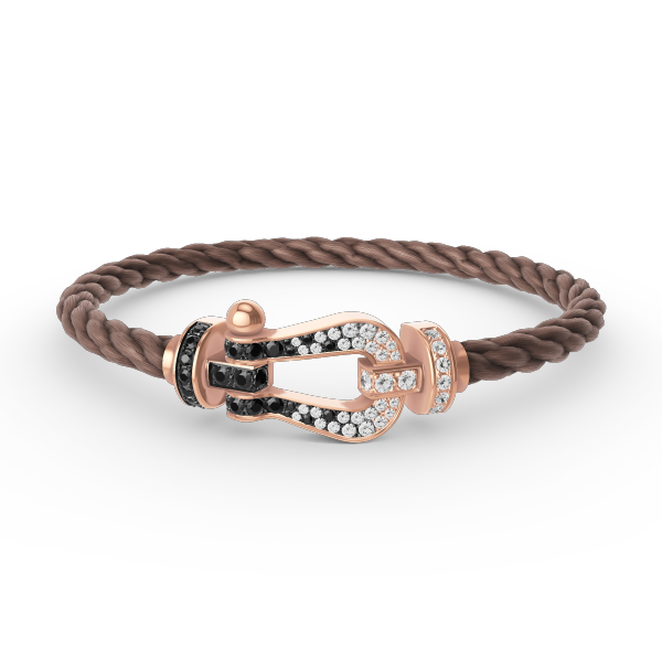 [Avelora]FORCE LARGE HORSESHOE BLACK & WHITE DIAMOND BRACELET - ROSE GOLD