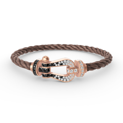 [Avelora]FORCE LARGE HORSESHOE BLACK & WHITE DIAMOND BRACELET - ROSE GOLD