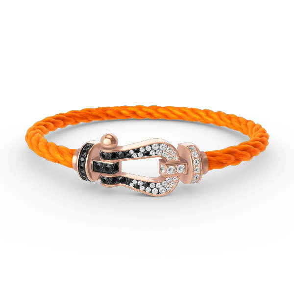 [Avelora]FORCE LARGE HORSESHOE BLACK & WHITE DIAMOND BRACELET - ROSE GOLD