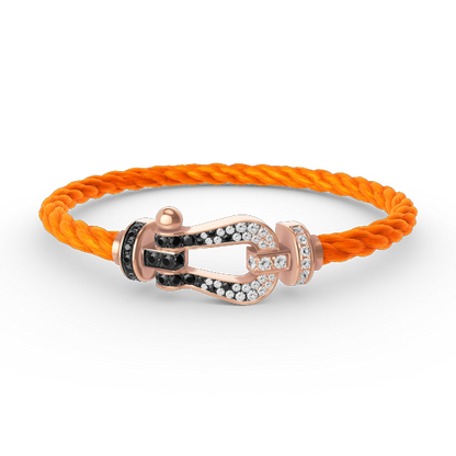 [Avelora]FORCE LARGE HORSESHOE BLACK & WHITE DIAMOND BRACELET - ROSE GOLD