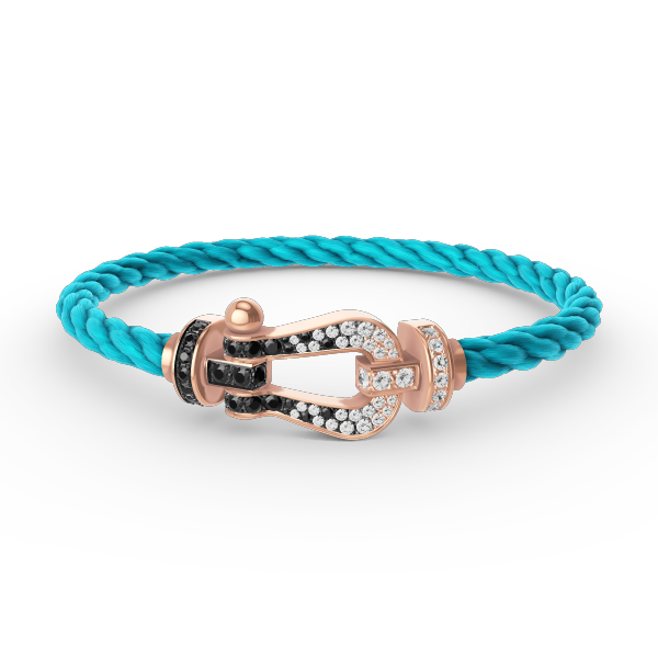 [Avelora]FORCE LARGE HORSESHOE BLACK & WHITE DIAMOND BRACELET - ROSE GOLD
