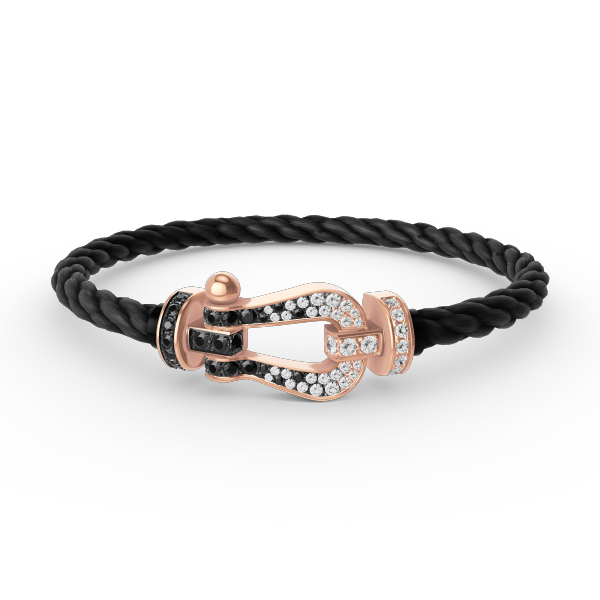 [Avelora]FORCE LARGE HORSESHOE BLACK & WHITE DIAMOND BRACELET - ROSE GOLD