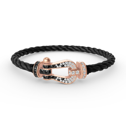 [Avelora]FORCE LARGE HORSESHOE BLACK & WHITE DIAMOND BRACELET - ROSE GOLD