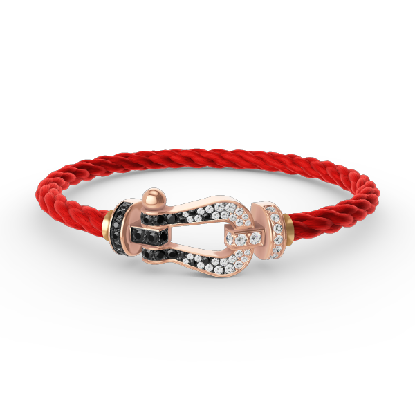 [Avelora Jewelry ]FORCE LARGE HORSESHOE BLACK WHITE DIAMOND BRACELET ROSE GOLD