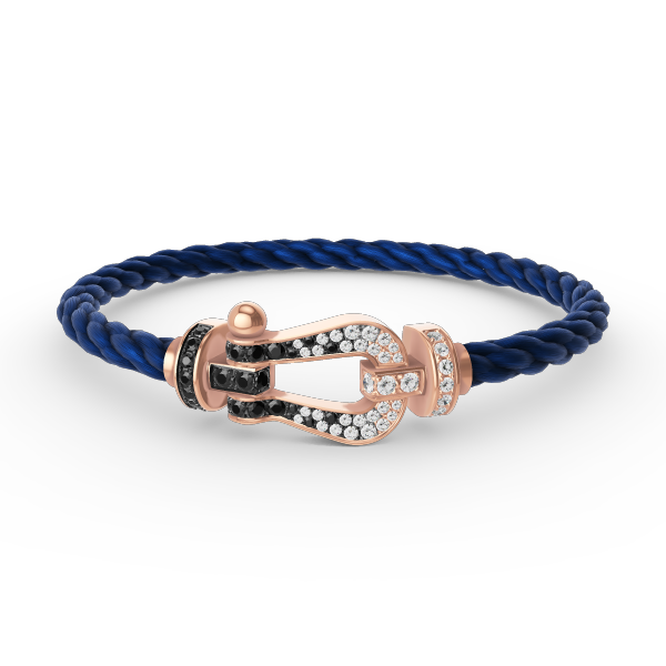 [Avelora Jewelry ]FORCE LARGE HORSESHOE BLACK WHITE DIAMOND BRACELET ROSE GOLD