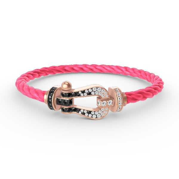 [Avelora]FORCE LARGE HORSESHOE BLACK & WHITE DIAMOND BRACELET - ROSE GOLD