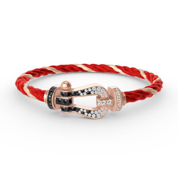 [Avelora]FORCE LARGE HORSESHOE BLACK & WHITE DIAMOND BRACELET - ROSE GOLD