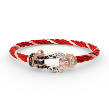 [Avelora]FORCE LARGE HORSESHOE BLACK & WHITE DIAMOND BRACELET - ROSE GOLD