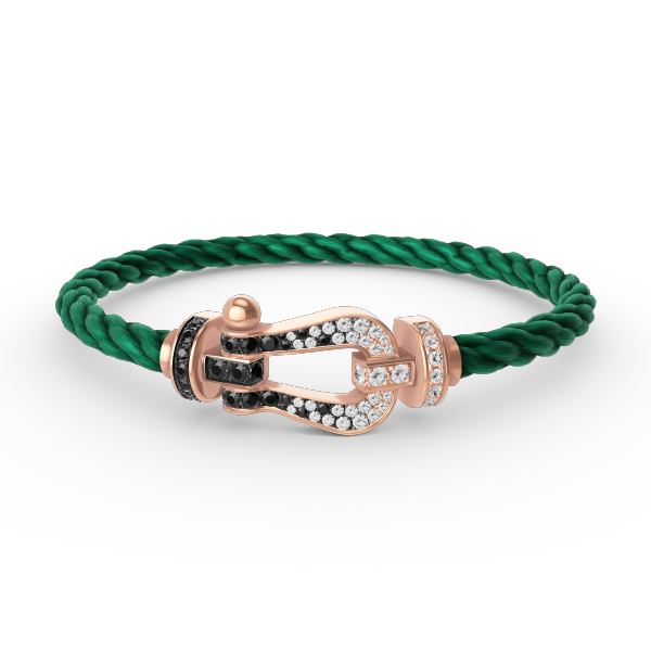 [Avelora Jewelry ]FORCE LARGE HORSESHOE BLACK WHITE DIAMOND BRACELET ROSE GOLD