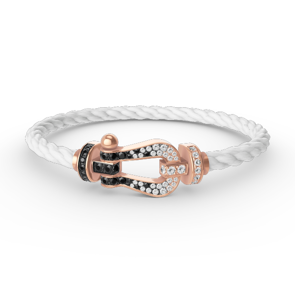[Avelora Jewelry ]FORCE LARGE HORSESHOE BLACK WHITE DIAMOND BRACELET ROSE GOLD