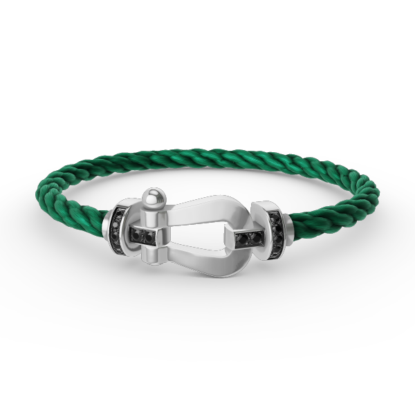 [Avelora]FORCE LARGE HORSESHOE BLACK DIAMOND BRACELET - WHITE GOLD