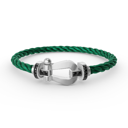 [Avelora]FORCE LARGE HORSESHOE BLACK DIAMOND BRACELET - WHITE GOLD