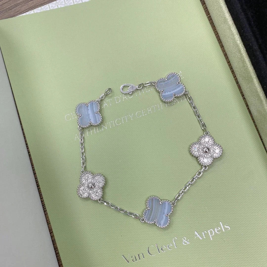 [Avelora Jewelry ] CLOVER 5 MOTIF PURPLE CHALCEDONY BRACELET COLLECTION
