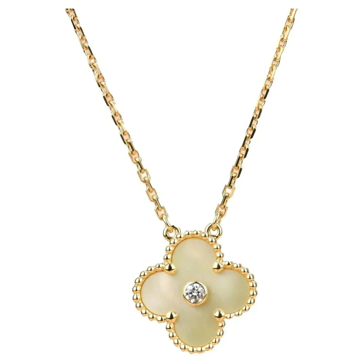 [Avelora Jewelry ]CLOVER 15MM DIAMOND GOLD MOTHER OF PEARL NECKLACE