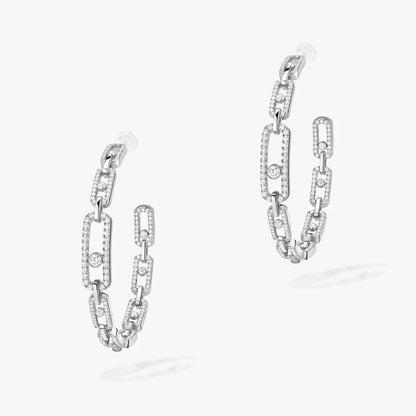 [Avelora]MOVE LINK KINETIC DIAMOND HOOP EARRINGS