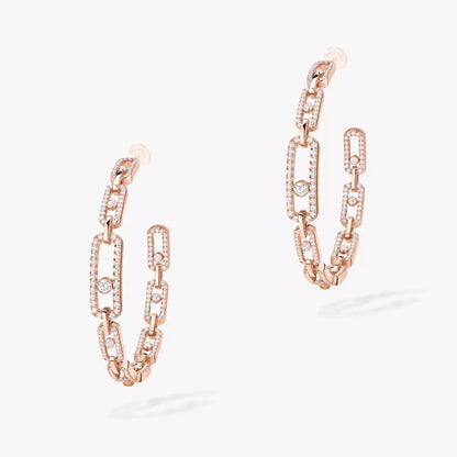 [Avelora]MOVE LINK KINETIC DIAMOND HOOP EARRINGS