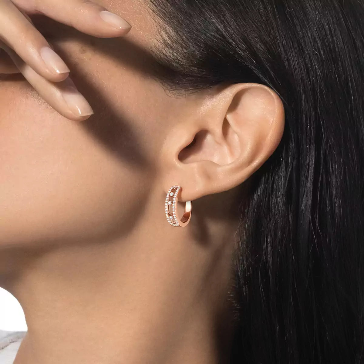 [Avelora Jewelry]Diamond Pave_ Hoop Earrings Move