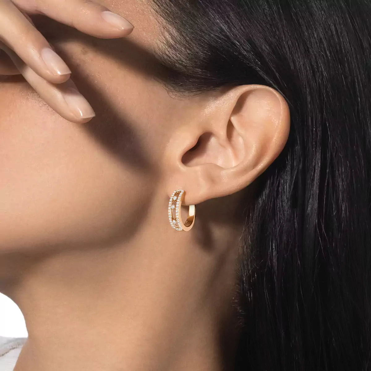 [Avelora Jewelry]Diamond Pave_ Hoop Earrings Move