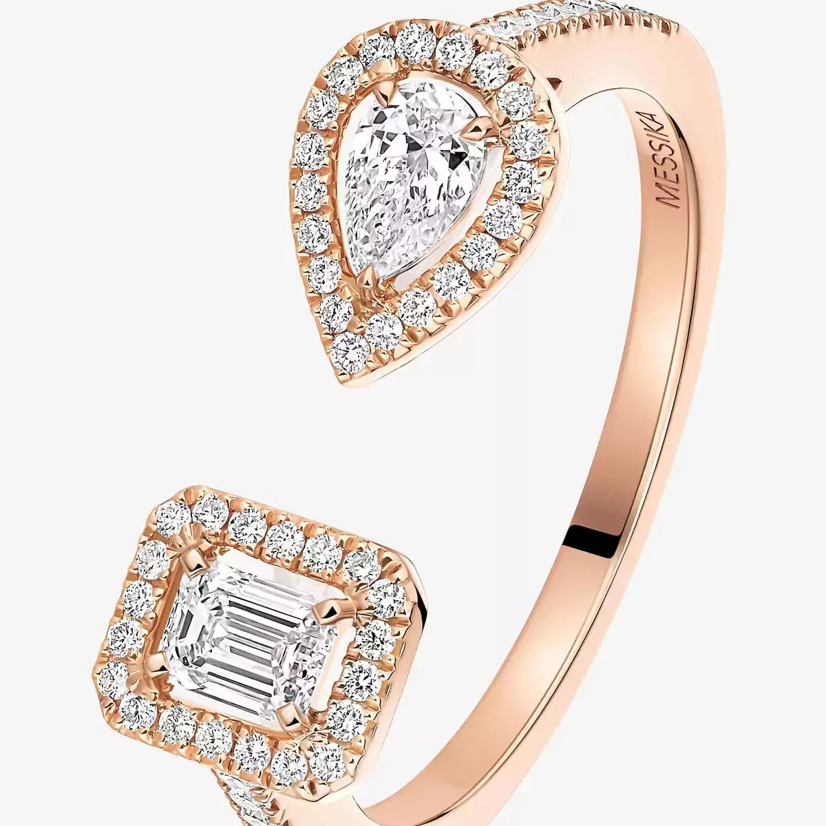 [Avelora]OPEN SUGAR CUBE & TEARDROP PAVÉ DIAMOND RING