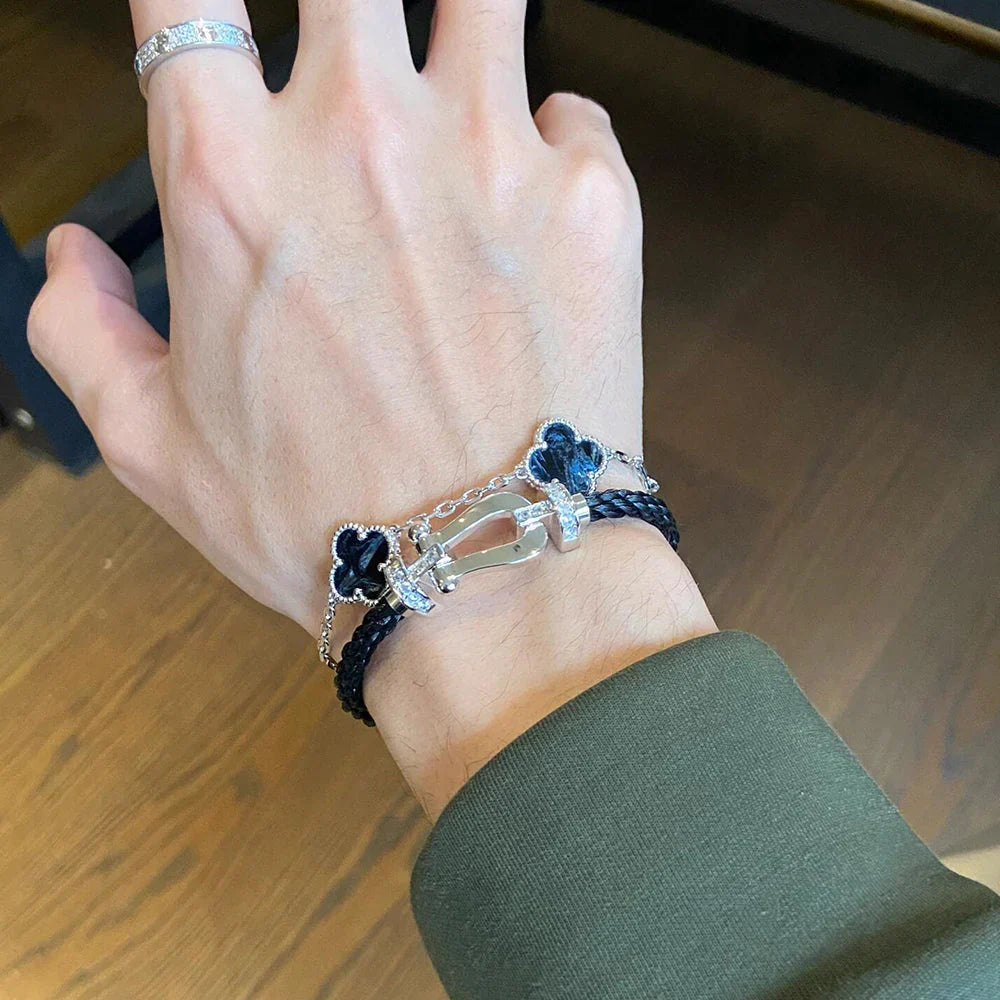 [Avelora]LUCKY CLOVER 5-MOTIF BRACELET - PIETERSITE COLLECTION